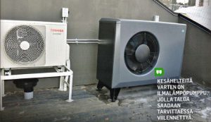 Hybridijärjestelmään kuuluvat muun muassa ilmalämpöpumppu ja ilma-vesilämpöpumppu.